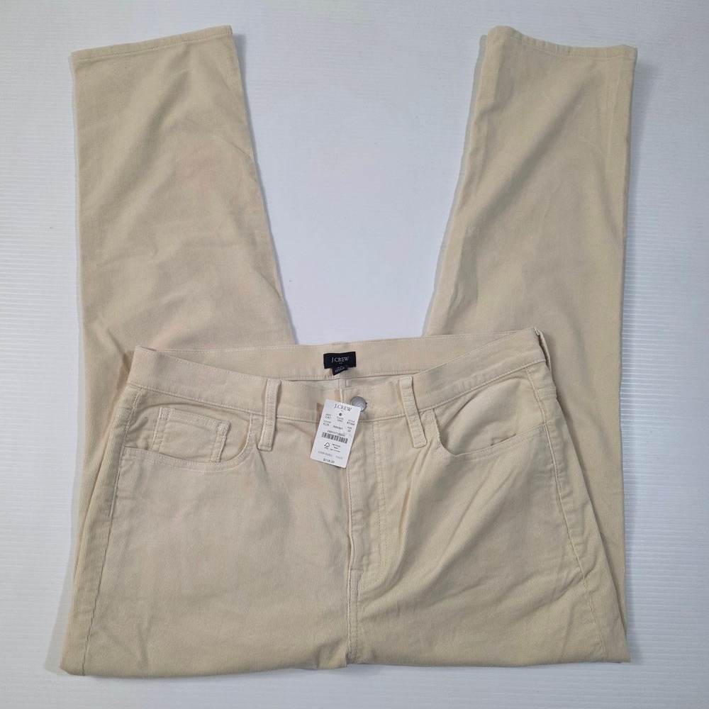 J.Crew Corduroy Pants Womens 32 Beige Re-Imagined Stretch Straight Leg Chic Boho